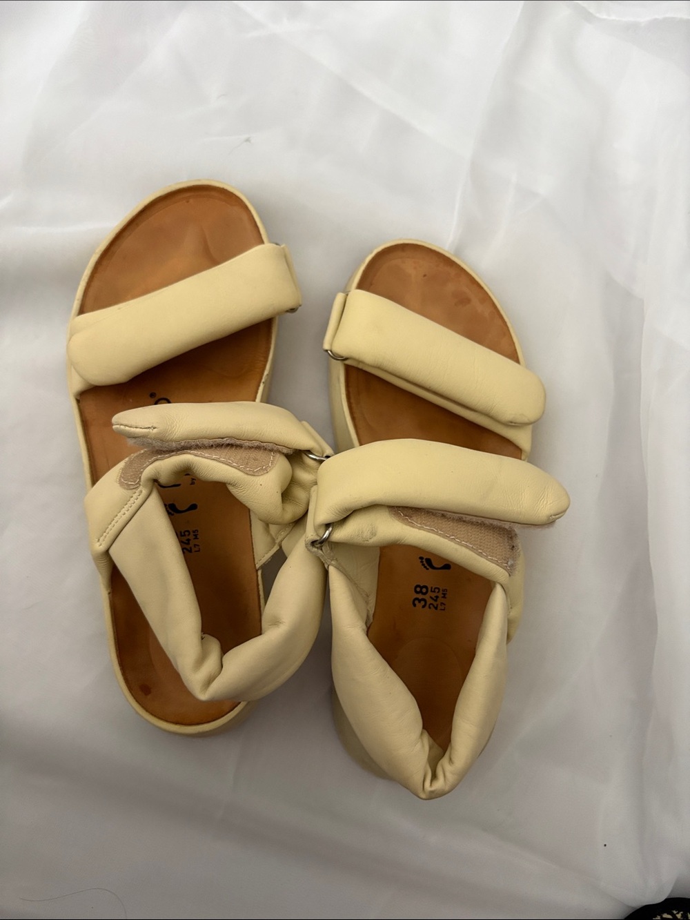 Papillio Cream Padded Strap Sandals